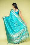Rama Banarasi Silk Saree With Unstitched Blouse