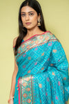 Rama Banarasi Silk Saree With Unstitched Blouse
