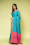 Rama Banarasi Silk Saree With Unstitched Blouse