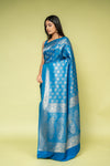 Peacock Banarasi Silk Saree With Unstitched Blouse