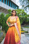 Maroon Mustard Tissue Lehenga Set And Tissue Dupatta With Readymade Blouse