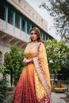 Maroon Mustard Tissue Lehenga Set And Tissue Dupatta With Readymade Blouse