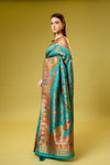 Rama Banarasi Silk Saree With Unstitched Blouse