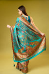 Rama Banarasi Silk Saree With Unstitched Blouse
