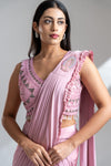 Gajari Lycra Pre-Draped Designer Saree With Readymade Blouse