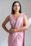 Gajari Lycra Pre-Draped Designer Saree With Readymade Blouse