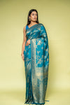Peacock Banarasi Silk Saree With Unstitched Blouse