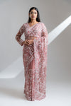 Gajari Net Embroidered Saree With Readymade Blouse