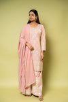 Peach Georgette Readymade Sharara Set With Georgette Dupatta