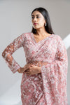 Gajari Net Embroidered Saree With Readymade Blouse