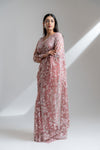 Gajari Net Embroidered Saree With Readymade Blouse