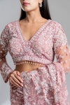Gajari Net Embroidered Saree With Readymade Blouse