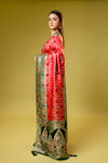 Rani Banarasi Silk Saree With Unstitched Blouse