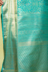 Rama Banarasi Silk Saree With Unstitched Blouse