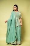 Mint Green Georgette Readymade Sharara Set With Georgette  Dupatta