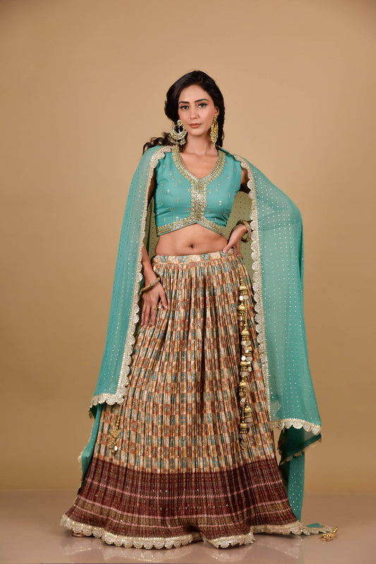 Tussar Maroon Georgette Lehenga Set With Readymade Blouse (Ft:-Arti Chauhan)