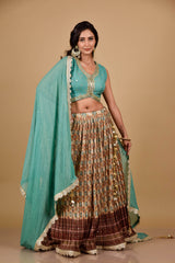 Georgette Sequence Lehenga Set With Readymade Blouse