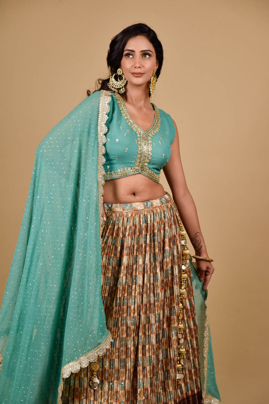 Tussar Maroon Georgette Lehenga Set With Readymade Blouse (Ft:-Arti Chauhan)