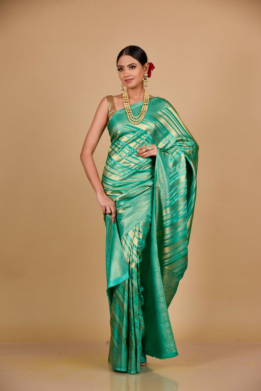 Z-Green South Indian Silk Saree With Unstitched Blouse (Ft:-Anjan Prasad)