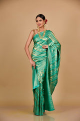 Z-Green South Indian Silk Saree With Unstitched Blouse (Ft:-Anjan Prasad)