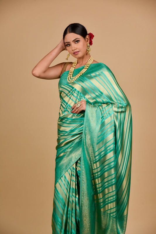 Z-Green South Indian Silk Saree With Unstitched Blouse (Ft:-Anjan Prasad)