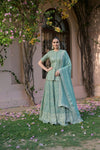 Sea Green Georgette Readymade Lehenga Set With Georgette Dupatta