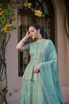 Sea Green Georgette Readymade Lehenga Set With Georgette Dupatta