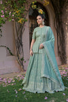 Sea Green Georgette Readymade Lehenga Set With Georgette Dupatta