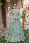 Sea Green Georgette Readymade Lehenga Set With Georgette Dupatta