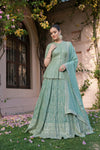 Sea Green Georgette Readymade Lehenga Set With Georgette Dupatta
