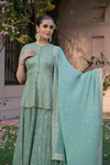 Sea Green Georgette Readymade Lehenga Set With Georgette Dupatta