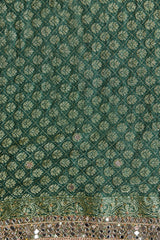 Bottle Green Satin Swarovski Saree With Unstitched Blouse