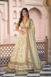 Effortlessly Beautyful Off White Crepe Lehenga Set And Crepe Dupatta With Readymade Blouse