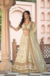 Effortlessly Beautyful Off White Crepe Lehenga Set And Crepe Dupatta With Readymade Blouse
