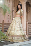 Effortlessly Beautyful Off White Crepe Lehenga Set And Crepe Dupatta With Readymade Blouse