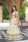 Effortlessly Beautyful Off White Crepe Lehenga Set And Crepe Dupatta With Readymade Blouse