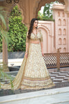 Effortlessly Beautyful Off White Crepe Lehenga Set And Crepe Dupatta With Readymade Blouse
