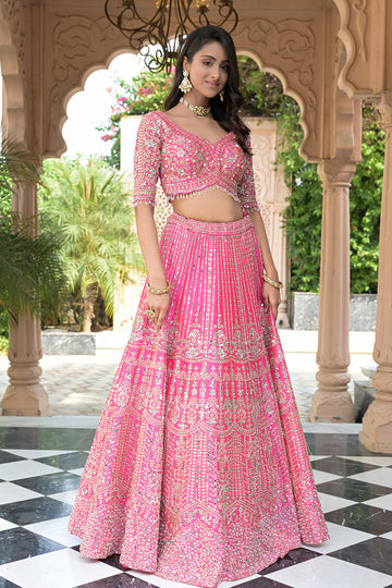 Timeless Elegance Rani Raw Silk Lehenga Set And Net Dupatta With Readymade Blouse