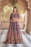 Stunningly Unique Purple Rani Crepe Lehenga Set And Crepe Dupatta With Readymade Blouse