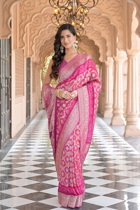 Timeless Elegance Rani Georgette Saree With Unstitched Blouse