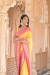 Raw Elegance Mustard Rani Khaddi Georgette Saree With Unstitched Blouse