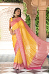 Raw Elegance Mustard Rani Khaddi Georgette Saree With Unstitched Blouse