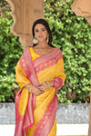 Raw Elegance Mustard Rani Khaddi Georgette Saree With Unstitched Blouse