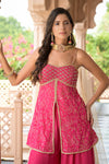 Timeless Elegance Rani Tussar Georgette Readymade Suit And Sharara With Net Dupatta