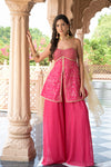Timeless Elegance Rani Tussar Georgette Readymade Suit And Sharara With Net Dupatta