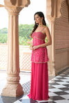 Timeless Elegance Rani Tussar Georgette Readymade Suit And Sharara With Net Dupatta