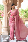 Glow Different Gajari Khaddi Georgette Saree With Unstitched Blouse