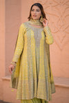 Olive Pista Georgette Readymade Suit And Sharara With Khaddi Georgette Dupatta