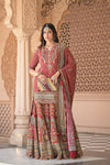 Heritage Heirloom Maroon Crepe Readymade Suit And Sharara With Crepe Dupatta
