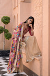 Heritage Heirloom Maroon Tussar Dola Readymade Suit And Sharara With Organza Dupatta